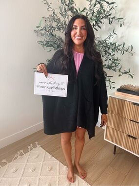 Amazon Black Oversized Open-Front Cardigan with Pockets